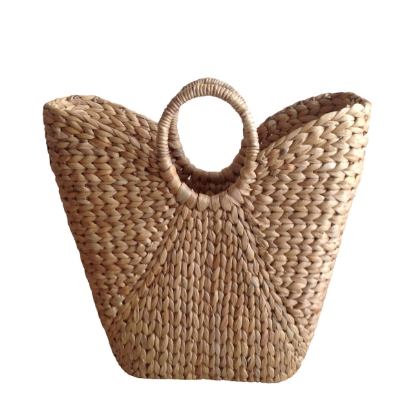 Handwoven Water Hyacinth Handbag – Havana Weave, Natural Color