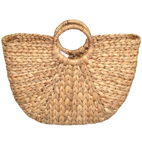 Handwoven Water Hyacinth Handbag Oval Bottom Havana Weave Natural Color