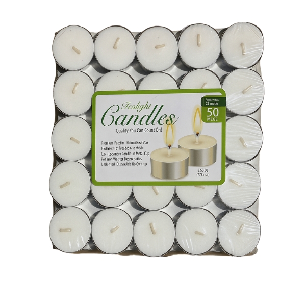 Tealight Candles 50pk — White Scented (3.5h burn) | Vietnam Supplier