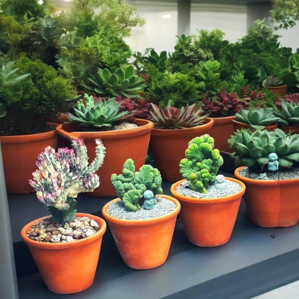 Terracotta Set of 5 Pots — Durable Clay Planters for Home & Garden